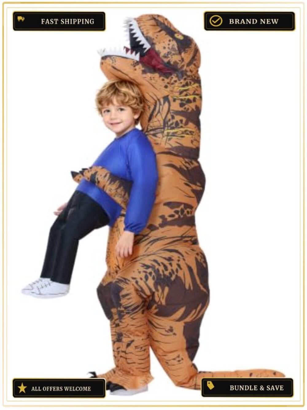 Inflatable Dinosaur Costume Kids Teens Blow Up Halloween Cosplay Party